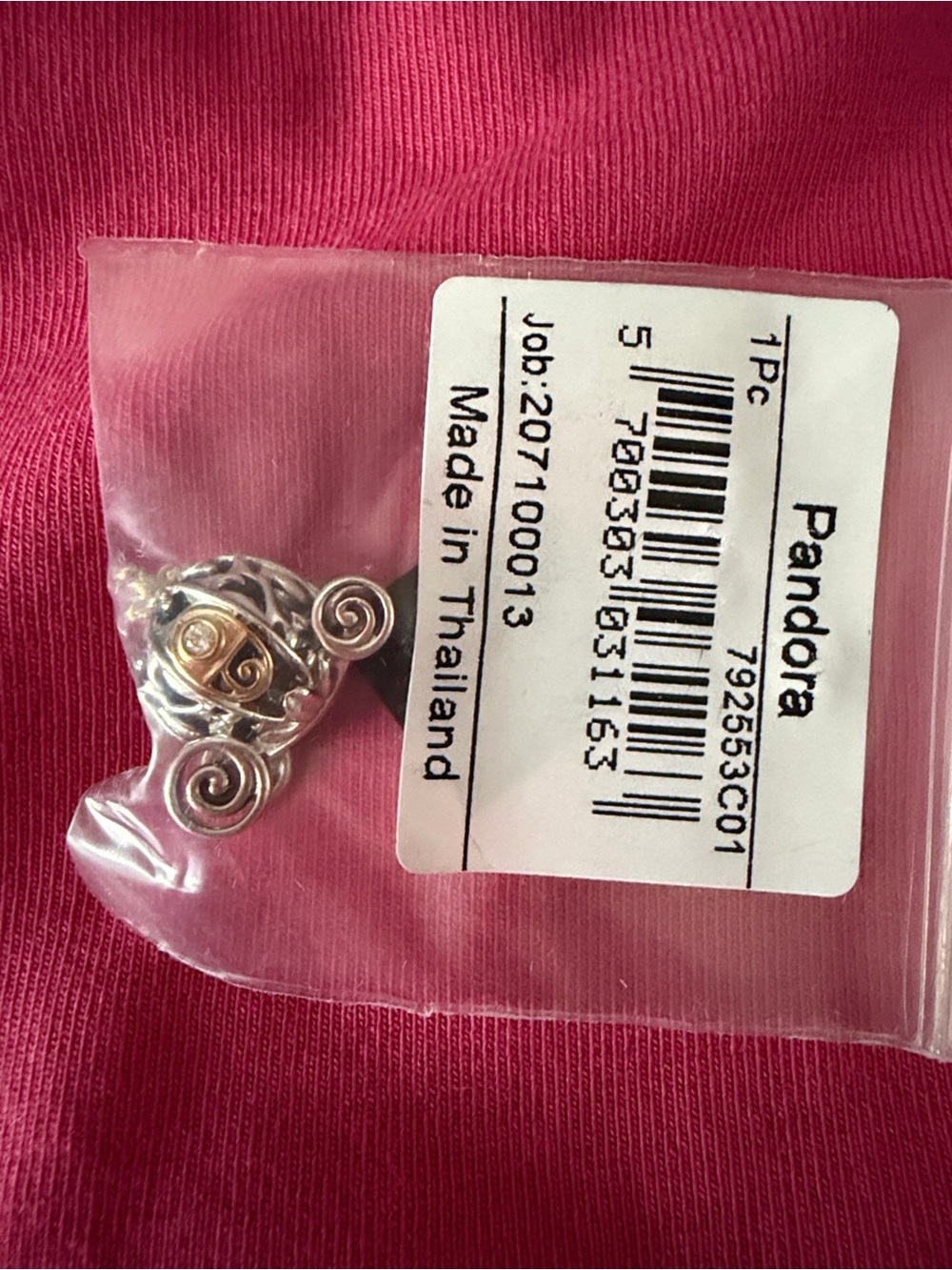 Disney 100 Pandora Two-Tone Silver and Gold Carriage Charm